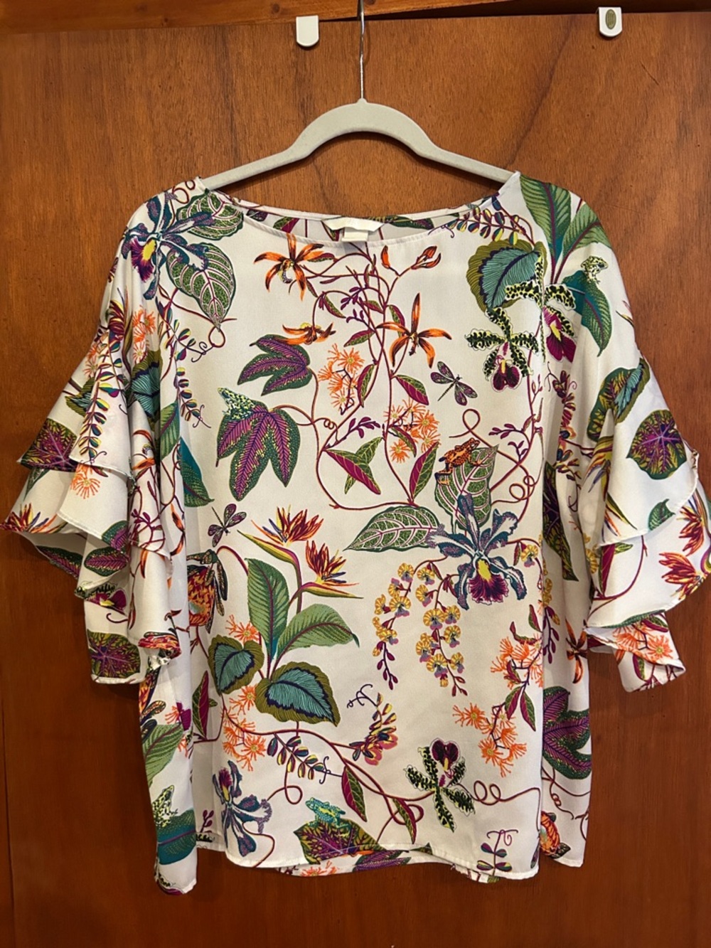 H&M botanical floral print blouse size 10